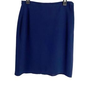 Magaschoni Blue Silk Career Wear Pencil Skirt, Size 12